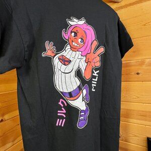 Black Pink Logo Milk Tee Unisex Lil Bae Anime Shirt Manga Graphic T-shirt small
